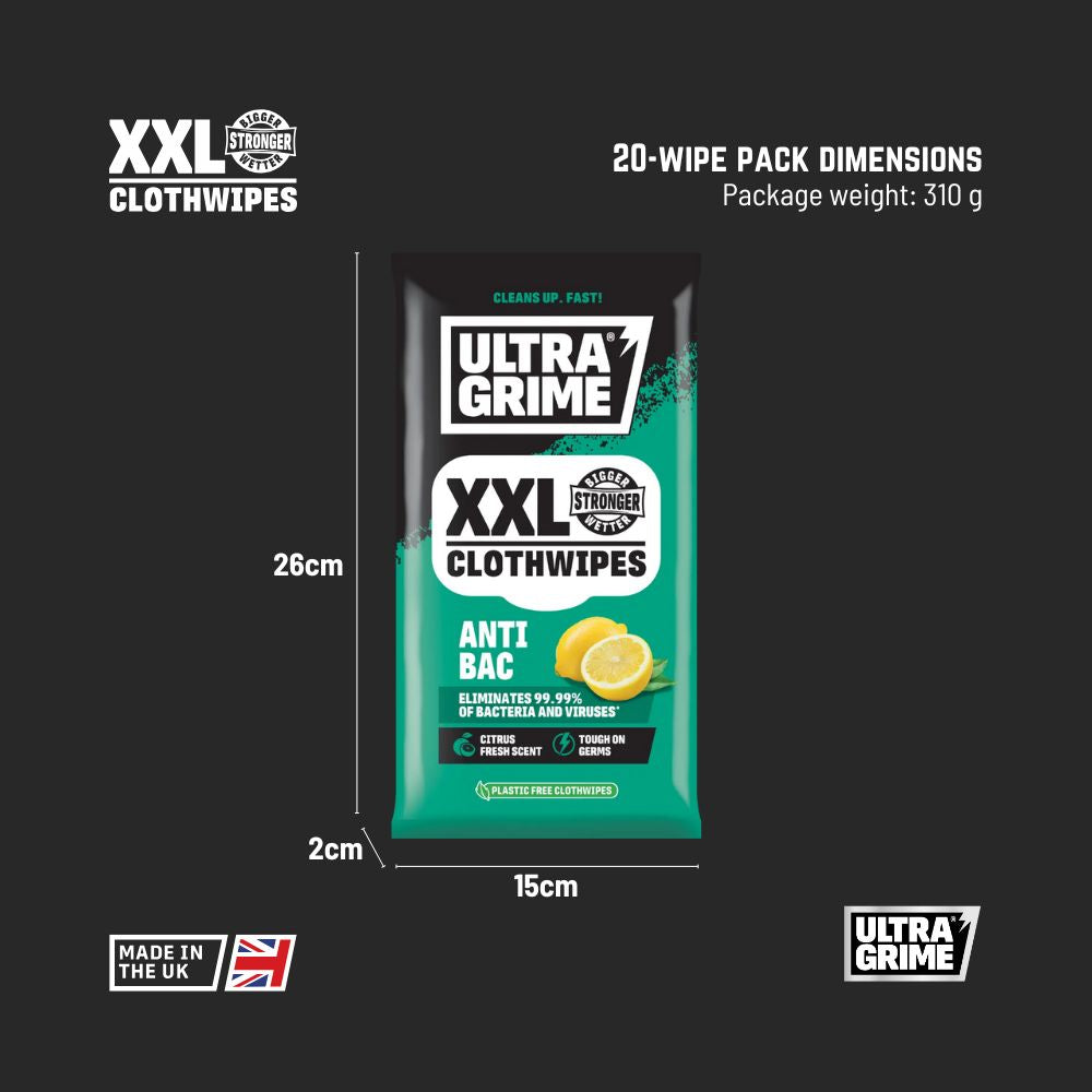 UltraGrime Life - Anti-Bac: Citrus (20 / 40 / 80 XXL wipes)