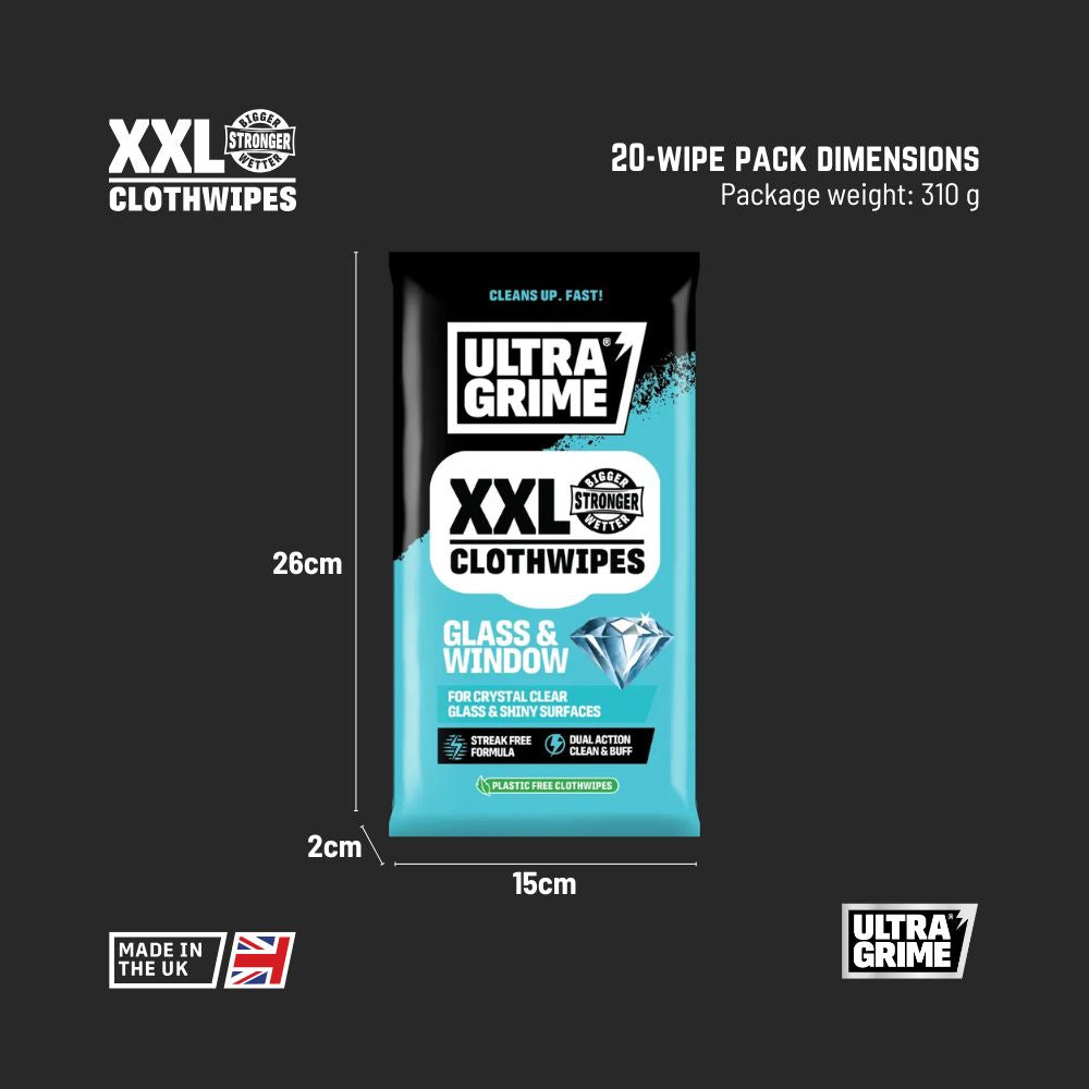 UltraGrime Life - Glass & Window (20 XXL wipes)
