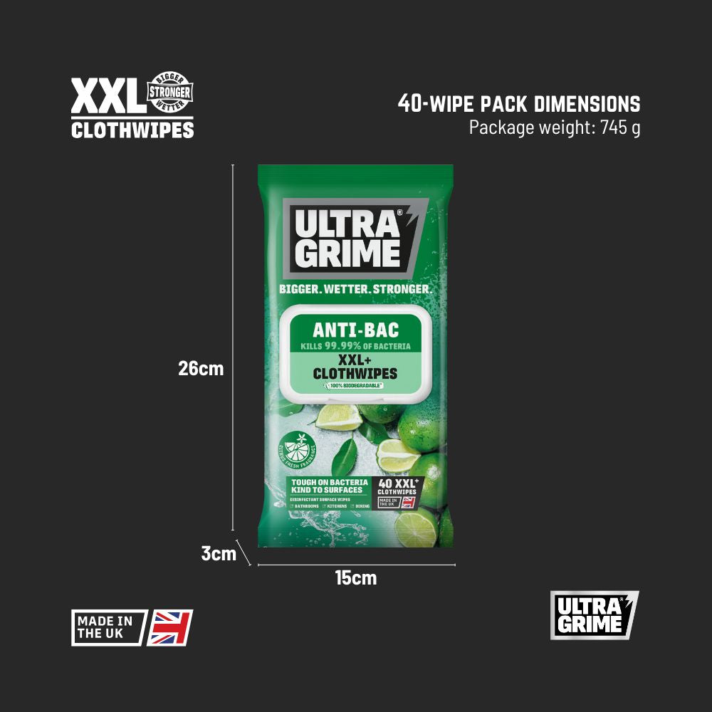 UltraGrime Life - Anti-Bac: Citrus (20 / 40 / 80 XXL wipes)