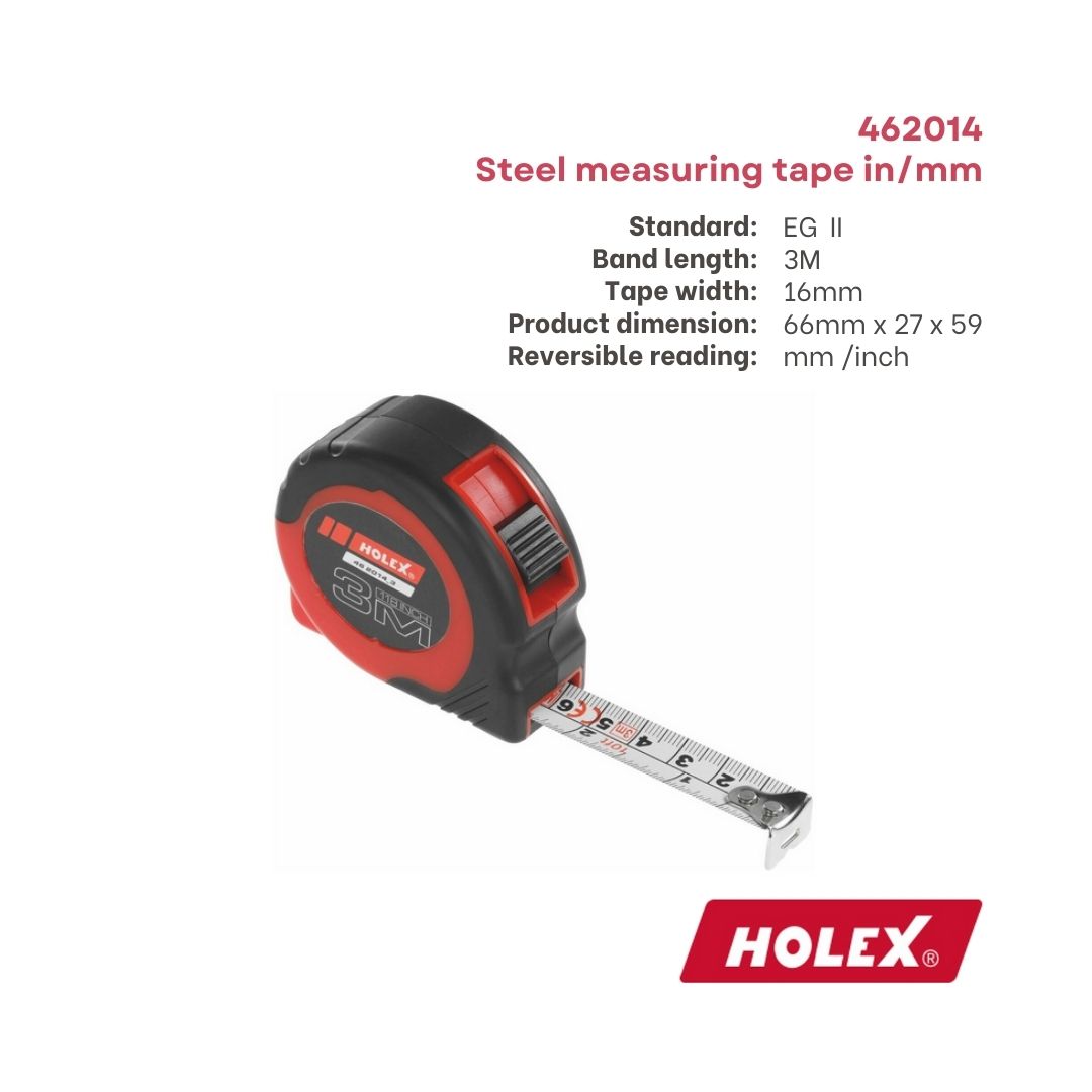 Holex Steel Tape Measure (inch/mm), 3M