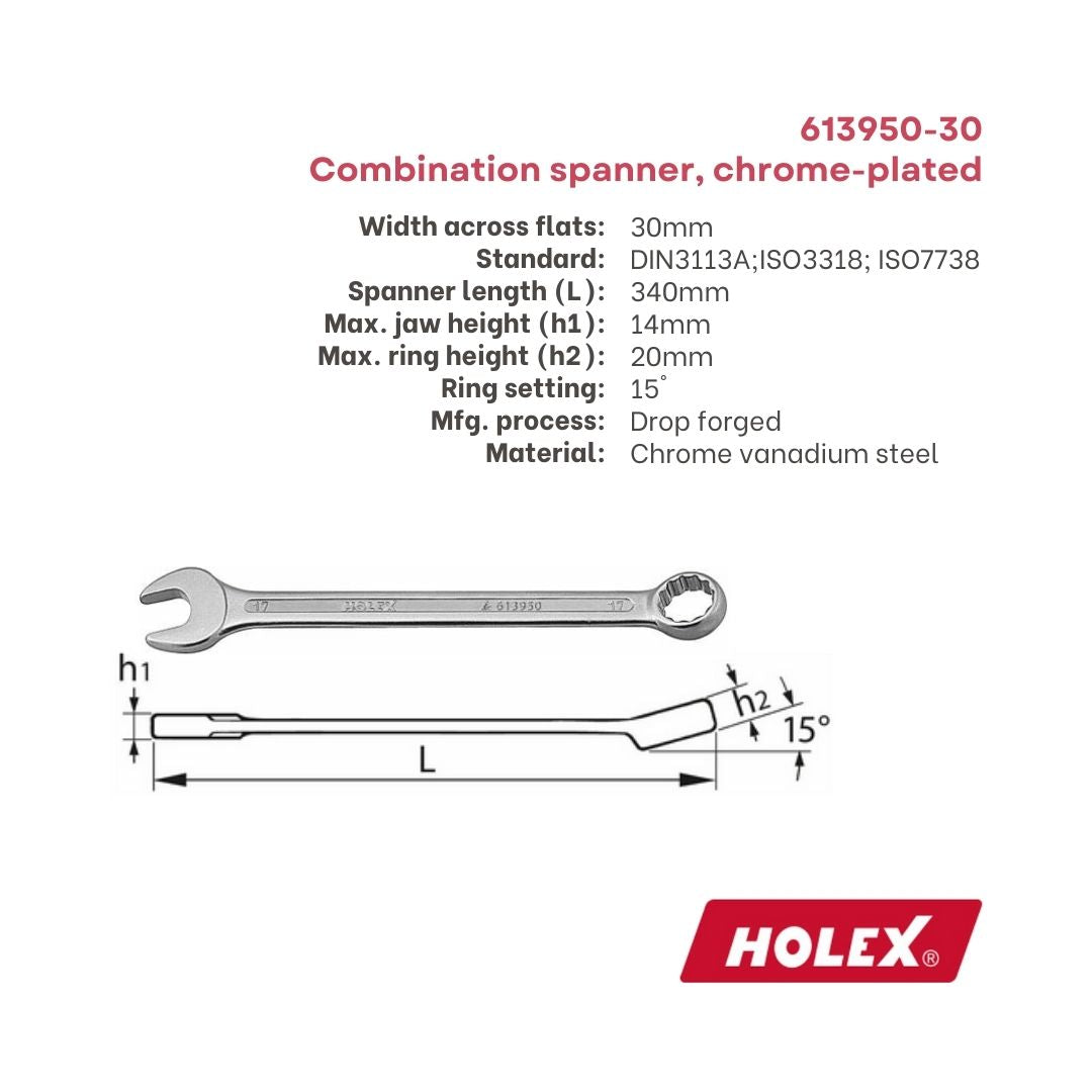 Holex Combination Spanner, chrome-plated