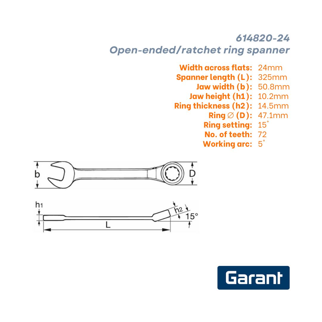 Garant Open-ended/Ratchet ring spanner