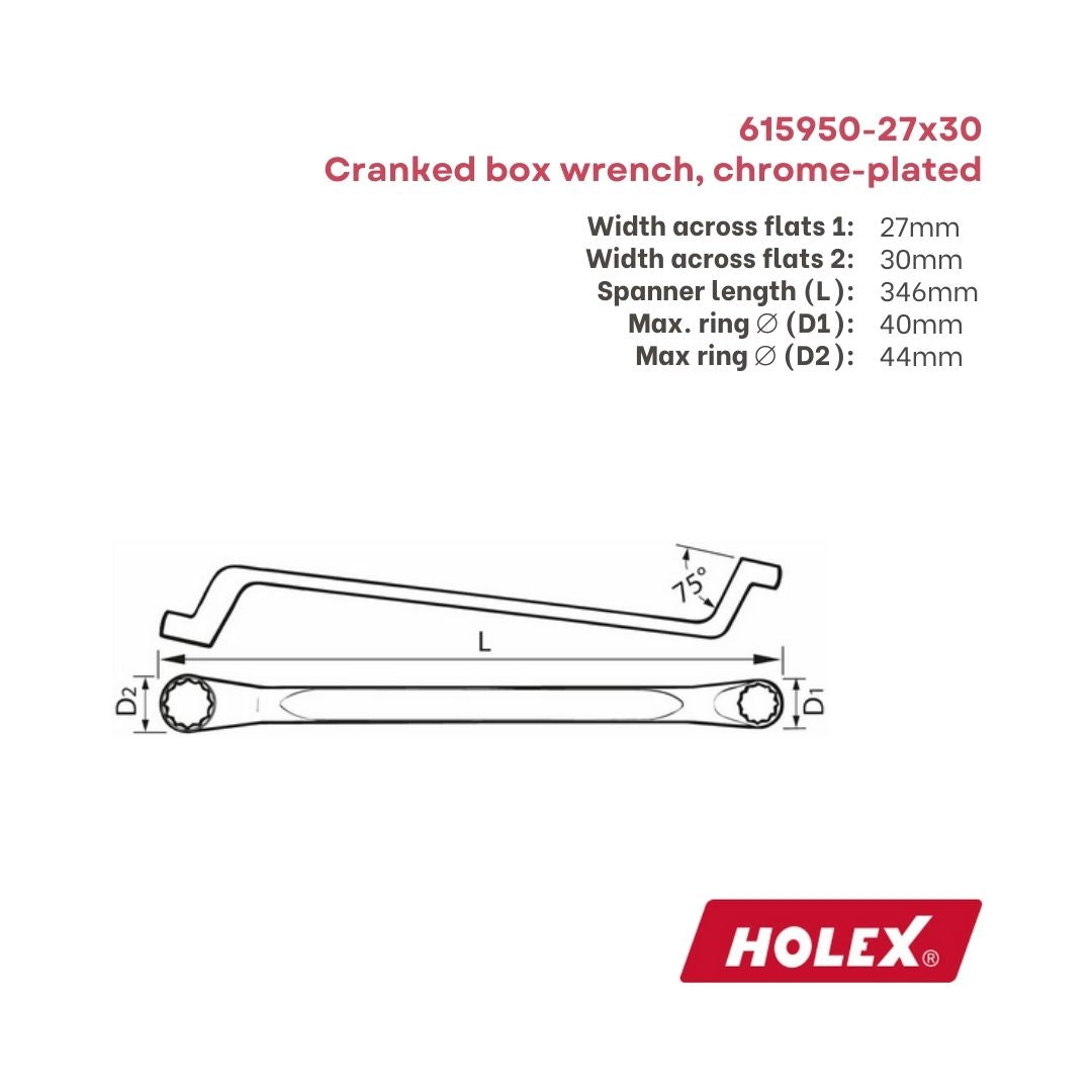 Holex Double-ended ring spanner, cranked