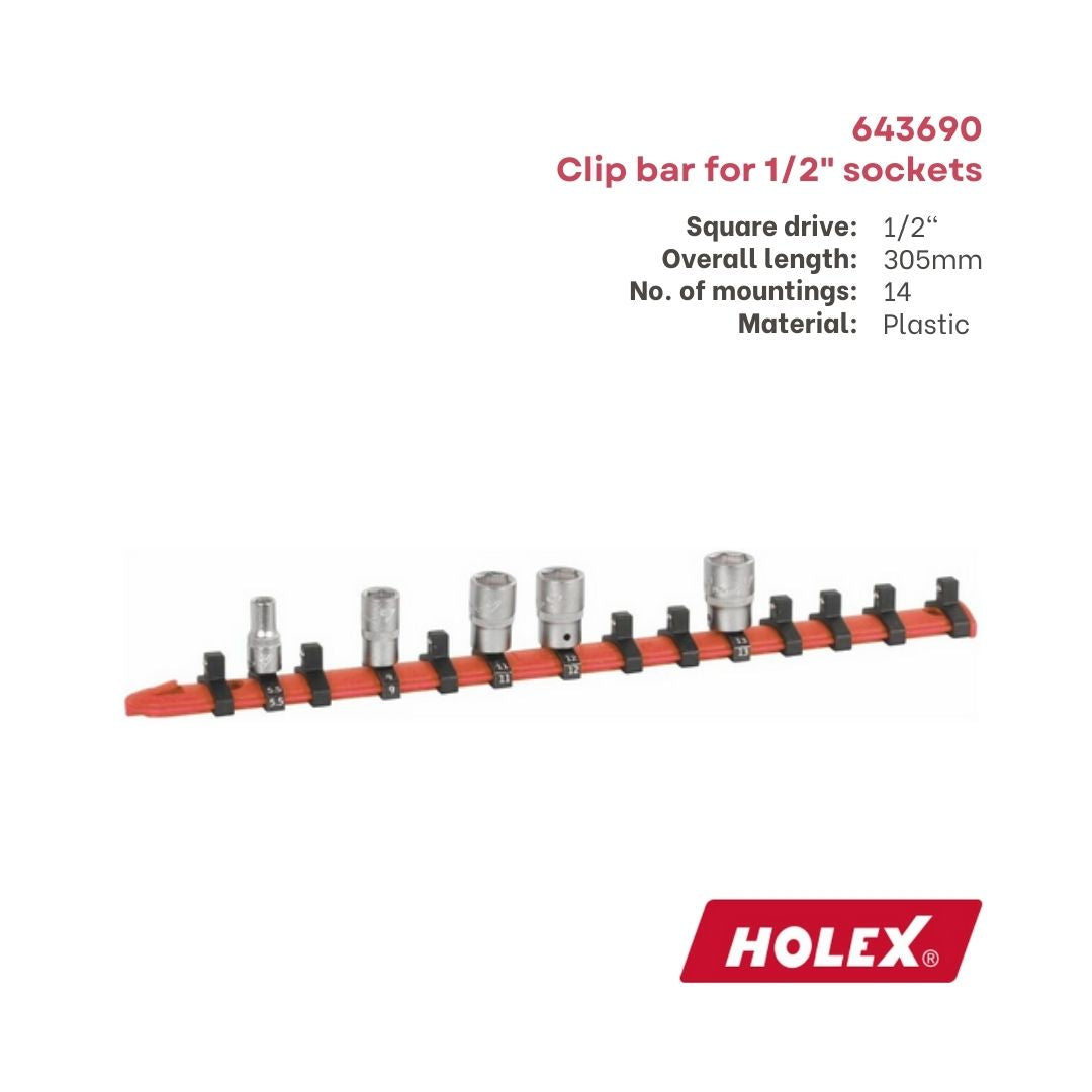 Holex Clip bar for 1/4", 3/8", 1/2" sockets
