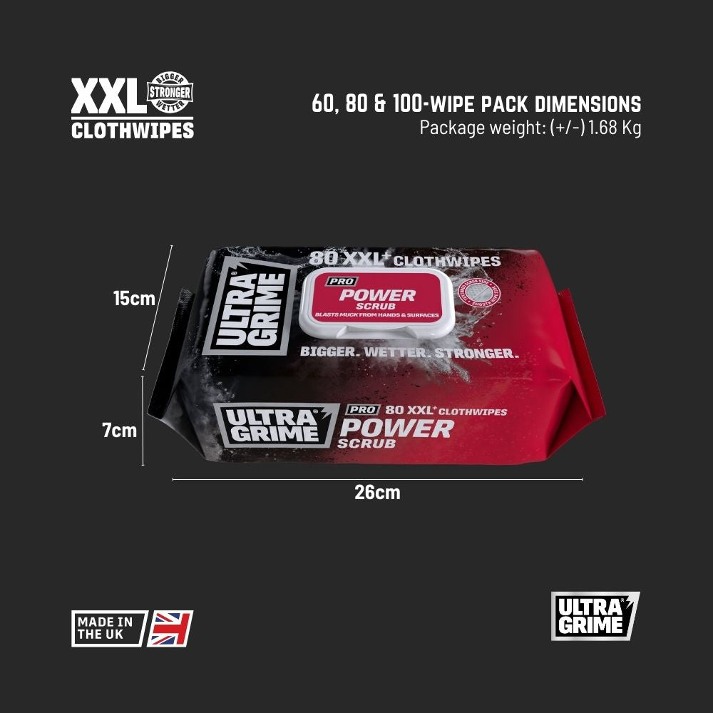 UltraGrime Pro - Power Scrub (80 XXL wipes)