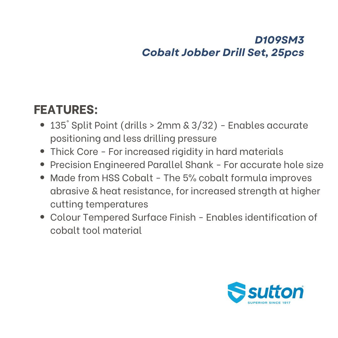 Sutton Cobalt Jobber Drill Bit Set