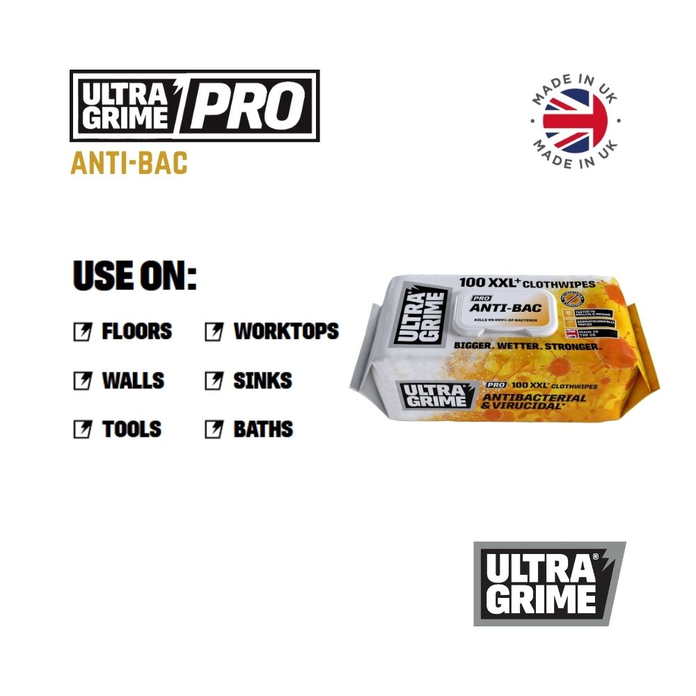 UltraGrime Pro - Anti-Bac (100 XXL wipes)