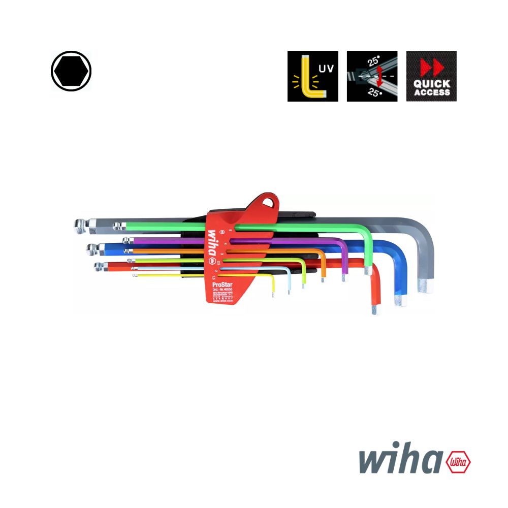 Wiha Coloured Ball end L-Key set in ProStar holder