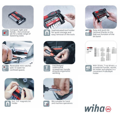 Wiha ProBuddy®  Evo bit and nut 40-pc set, 1/4"