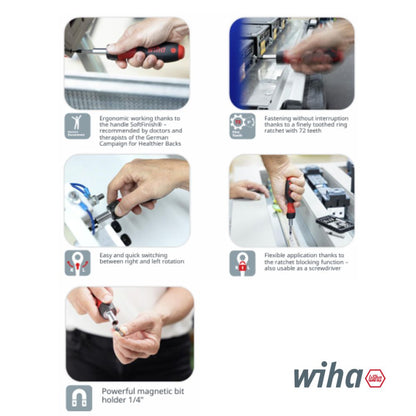SoftFinish® screwdriver with bit holder and ratchet function (handle only)