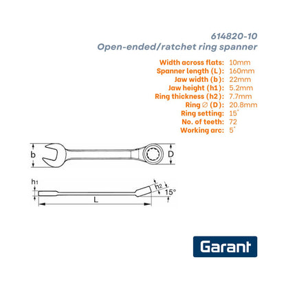 Garant Open-ended/Ratchet ring spanner