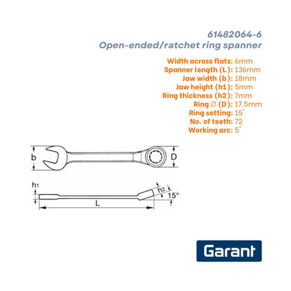 Garant Open-ended/Ratchet ring spanner