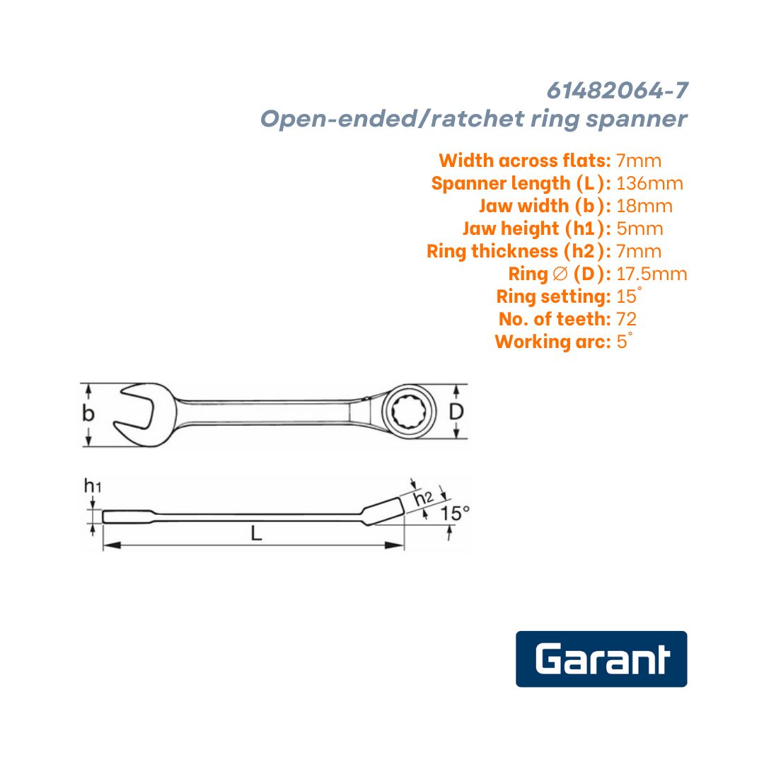 Garant Open-ended/Ratchet ring spanner