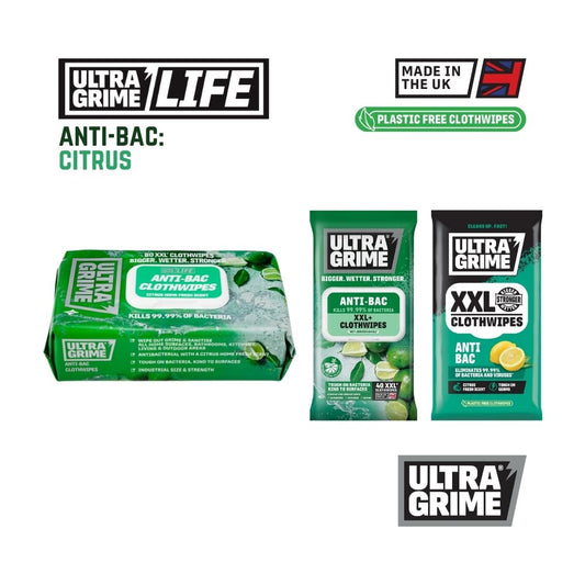 UltraGrime Life - Anti-Bac: Citrus (20 / 40 / 80 XXL wipes)