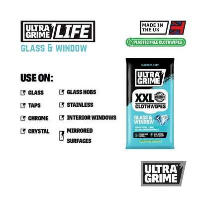 UltraGrime Life - Glass & Window (20 XXL wipes)