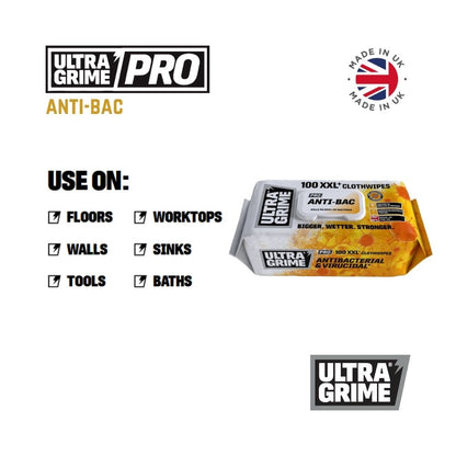UltraGrime Pro - Anti-Bac (100 XXL wipes)